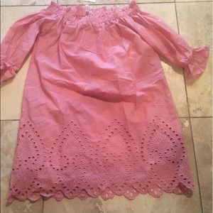 Adorable pink off shoulder eyelet dress NWT